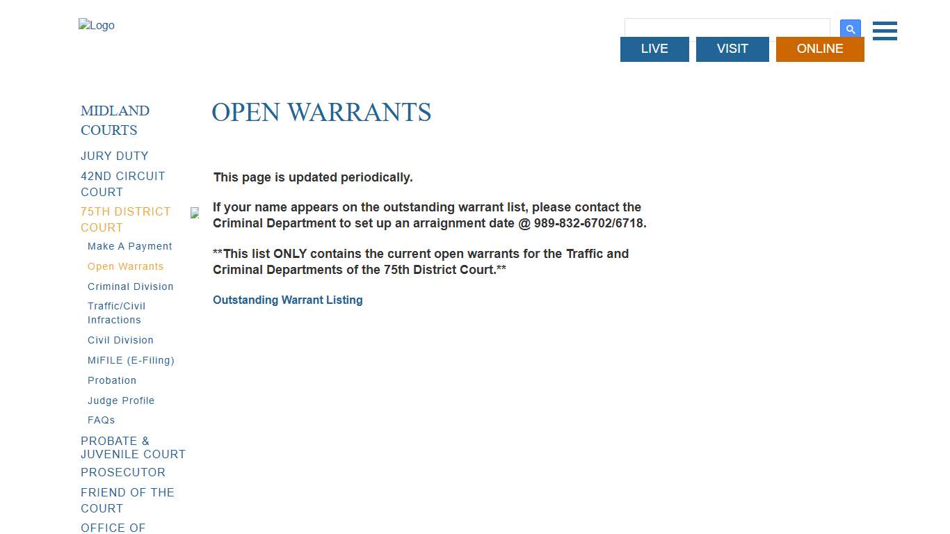 County of Midland, MI USA: Open Warrants