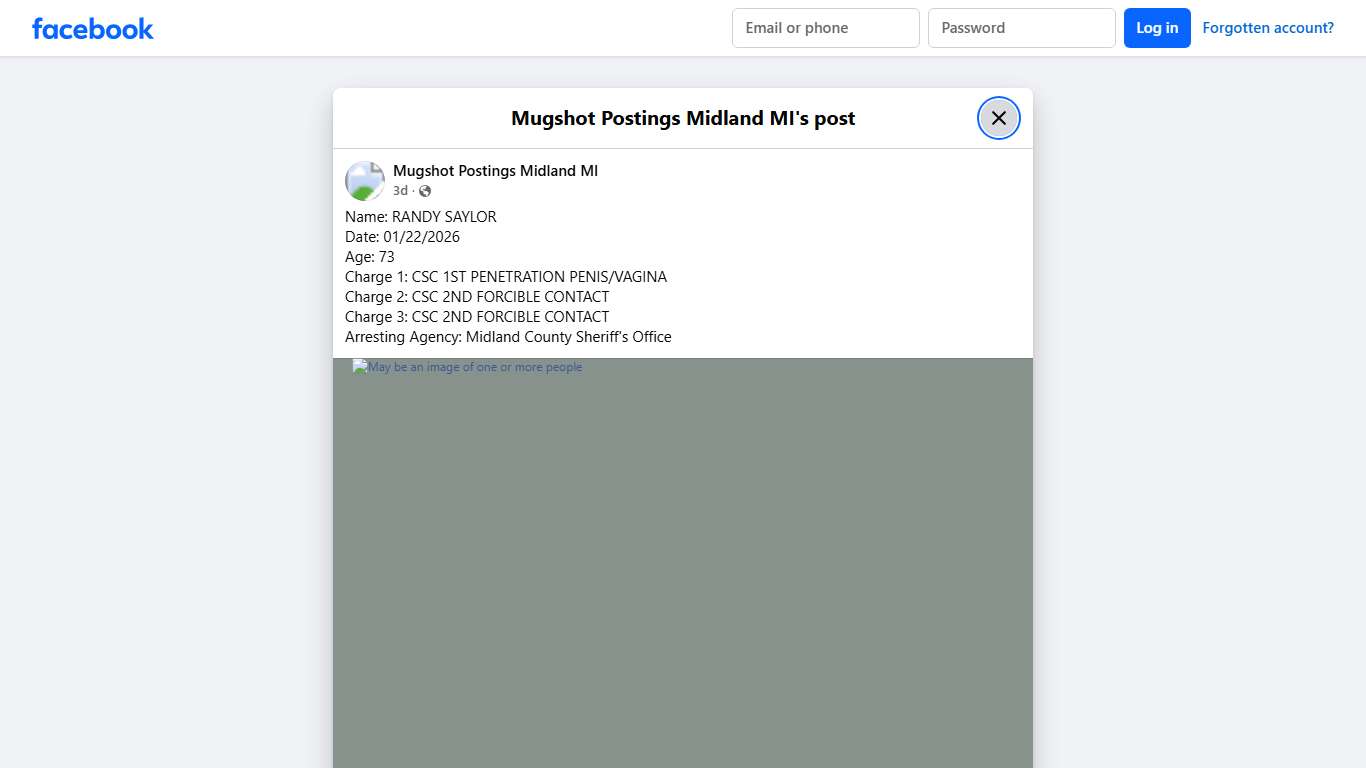 Name: RANDY SAYLOR Date:... - Mugshot Postings Midland MI Facebook